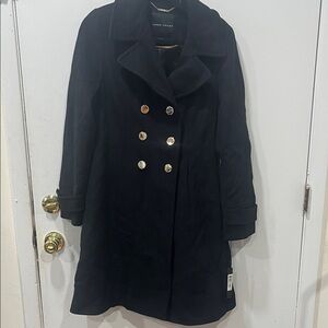 Ivanka Trump Black Pea Coat with Silver Buttons